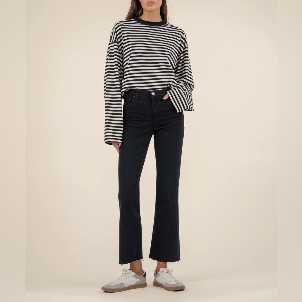 Kut From The Kloth Kelsey Fab Ab Ankle Flare Jeans Black High Rise Size 16
